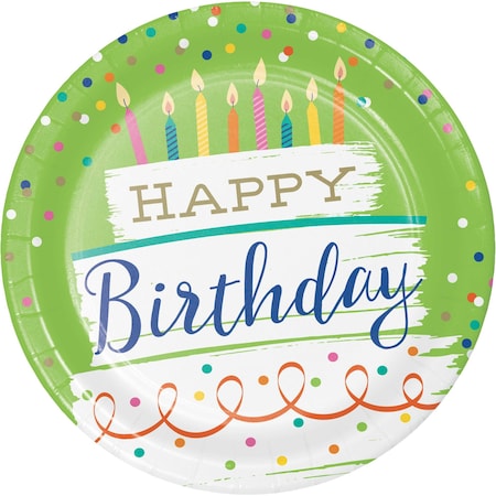 Creative Converting Festive Cake Happy Birthday Paper Plates, 9", 96PK 354585